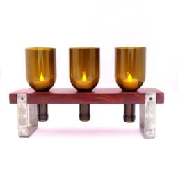 Home & Wedding Decoration Wine Bottle Tea Light Candle Holder Set - Vineyard Table Decoration House Warming Gift Dining Decor - thumbnail 2