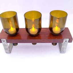 Home & Wedding Decoration Wine Bottle Tea Light Candle Holder Set - Vineyard Table Decoration House Warming Gift Dining Decor - thumbnail 3