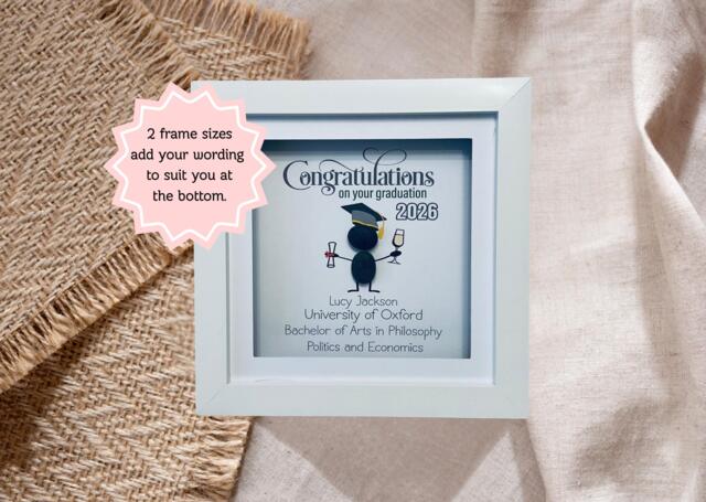Graduation Gift Congratulations Pebble Frame - Handmade Unique Keepsake Picture For Graduate-Pebble Art Frame - image 1