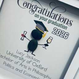 Graduation Gift Congratulations Pebble Frame - Handmade Unique Keepsake Picture For Graduate-Pebble Art Frame - thumbnail 2