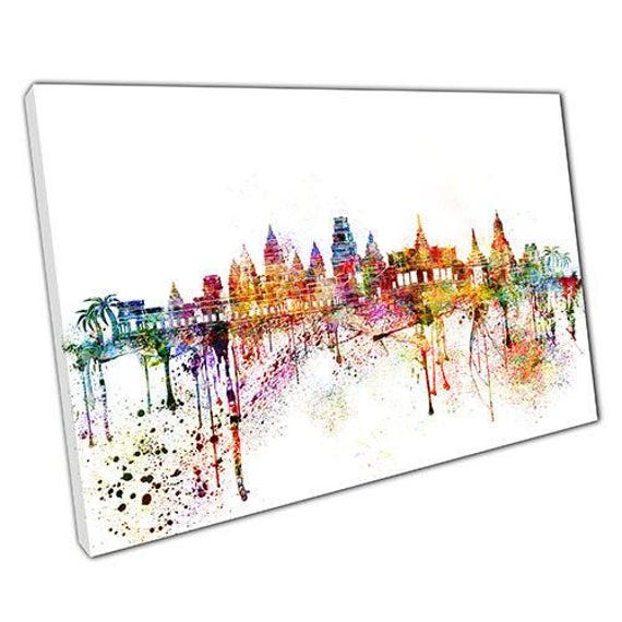 Vibrant Cambodia Skyline Canvas Iconic Landmarks Wall Art For Home & Office Decor - image 1
