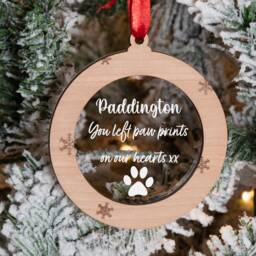 Personalised Pet Paw Print Memorial Christmas Tree Decoration - thumbnail 1