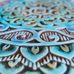 Mandala Wall Hanging Made From Ceramic, Outdoor Art, For Garden Decor, Ceramic Tile, #1 30cm Turquoise - thumbnail 2