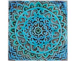 Mandala Wall Hanging Made From Ceramic, Outdoor Art, For Garden Decor, Ceramic Tile, #1 30cm Turquoise