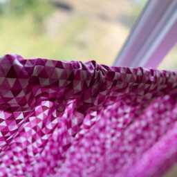Hand Block Printed Cafe Curtains Lilac Geometrical Print, Short Curtain Panels - Set Of Two - thumbnail 2