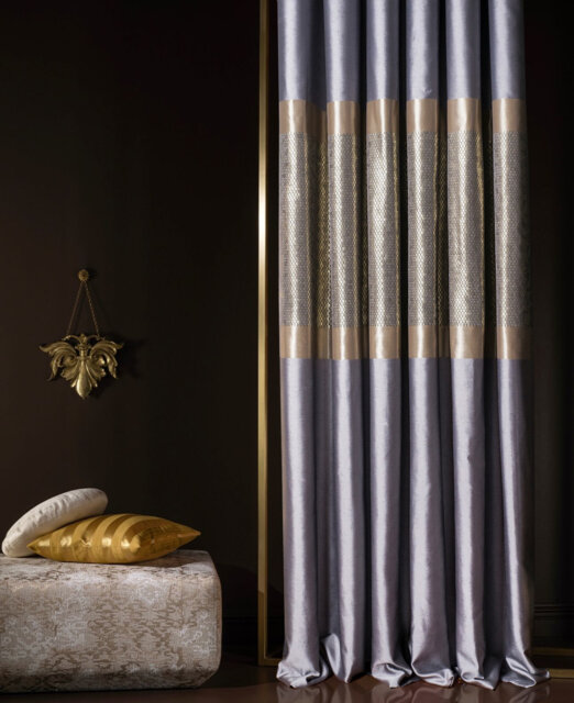 Luxury Gray & Gold Striped Curtains Modern Home Decor - image 1