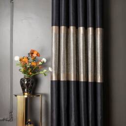Luxury Gray & Gold Striped Curtains Modern Home Decor - thumbnail 4