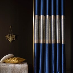 Luxury Gray & Gold Striped Curtains Modern Home Decor - thumbnail 3