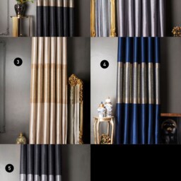 Luxury Gray & Gold Striped Curtains Modern Home Decor - thumbnail 2