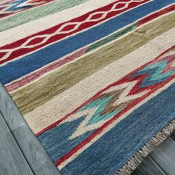 Minimalist Kilim Rug, Handmade Artisan Afghan Scandinavian Swedish Flatweave Natural Wool Rug 181x130 cm - thumbnail 2