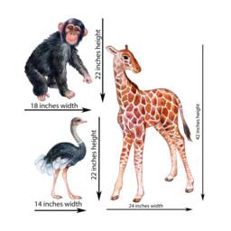 Safari Animal Wall Stickers Hand-Painted Watercolor - Kids Nursery Decor - thumbnail 3