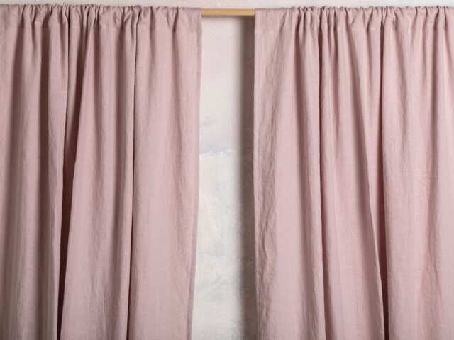 Linen Curtain-Linen Panel-Linen Drape in Dusty Pink Color-Washed Cunrtain-Rod Pocket - 4''(10cm-Width 55''(140cm Xcust.length - image 1
