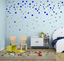 300 Star Wall Decals, 150 Each Colour, 5 Size's 32 Colours, Interior Or Exterior Use, Nursery, Bedroom, Games Room, Vehicles, Stickers