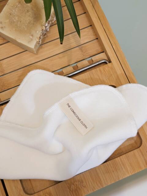 Organic Cotton Velour Face Cloth White Washcloth, Soft Sustainable Skincare - image 1