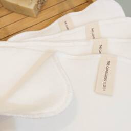 Organic Cotton Velour Face Cloth White Washcloth, Soft Sustainable Skincare - thumbnail 2