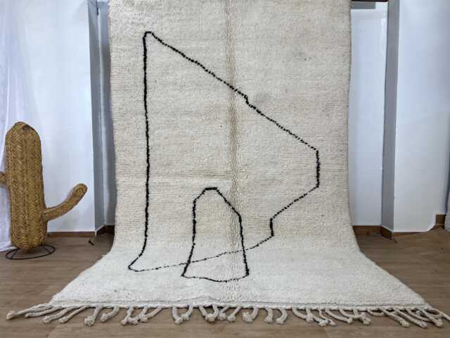Cute Moroccan Rug 5.3x8.4 Ft - White Beni Ourain Area Rugs For Living Room Authentic Rug Large Berber - image 1