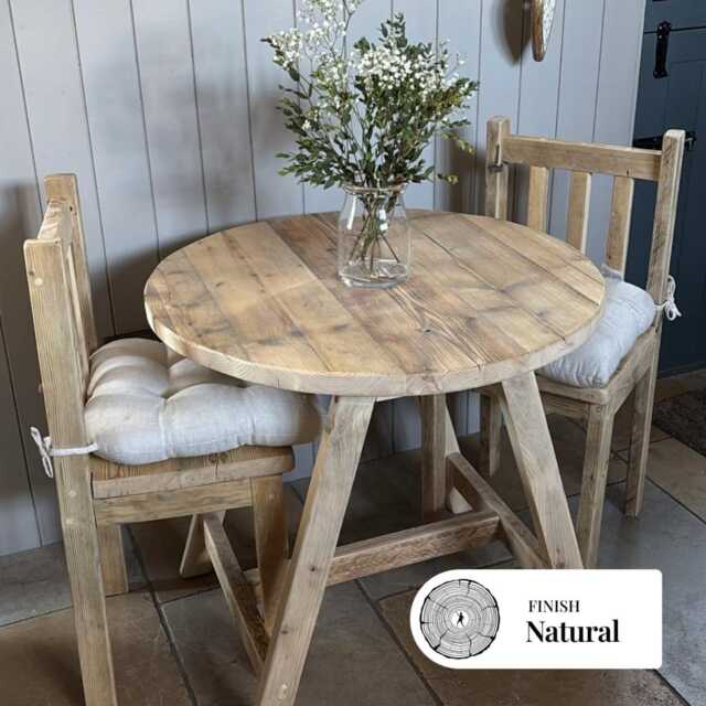Rustic Dining Table Handmade From Reclaimed Wood - Farmhouse Style Round For Indoor/Outdoor- Cobbett - image 1