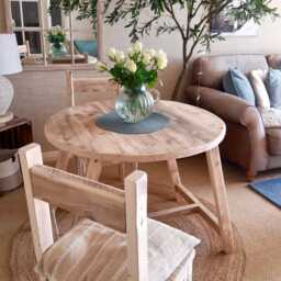 Rustic Dining Table Handmade From Reclaimed Wood - Farmhouse Style Round For Indoor/Outdoor- Cobbett - thumbnail 3