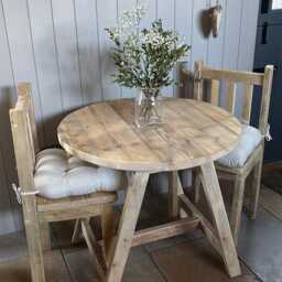 Rustic Dining Table Handmade From Reclaimed Wood - Farmhouse Style Round For Indoor/Outdoor- Cobbett - thumbnail 2