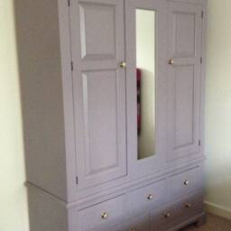Wardrobe - 3 Door 5 Drawer Raised & Fielded Style Wardrobe With Mirror Cut Out Plinth - thumbnail 2