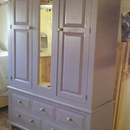 Wardrobe - 3 Door 5 Drawer Raised & Fielded Style Wardrobe With Mirror Cut Out Plinth - thumbnail 3