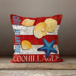 Nautical Seashell Cushion Cover-starfish Pillow Case-Fish Cover-Coral Case-Gift For Her Cushion-Handmade Material - thumbnail 3