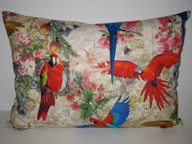 Large Decorative Cushion With Parrot Motif - image 1