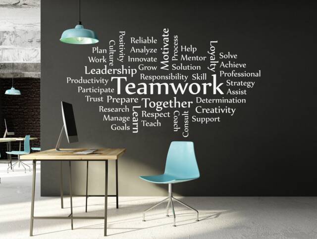 Vinyl Wall Art Decal- Teamwork -Workplace Word Cluster Cloud Business Work Office Warehouse Company Motivational Inspirational Decor Sticker - image 1