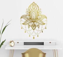 Gold Mandala Wall Decal, Mandala Lotus Wall Decal, Large Mandala Decal, Large Art, Golden Decor, Mandala Sticker - thumbnail 1