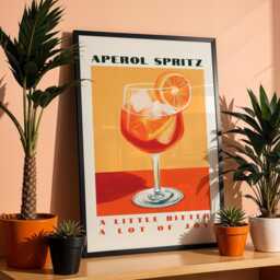 Aperol Spritz Print - Vibrant Cocktail Poster, Retro Art For Bar & Kitchen, Italian Print, Gift - thumbnail 2