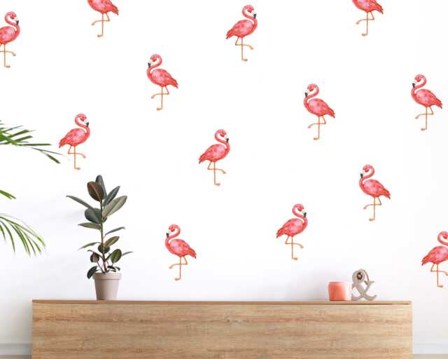 Flamingo Watercolour Wall Stickers - Tropical Bird Nursery Decals Girls Room Decor - image 1