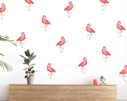 Flamingo Watercolour Wall Stickers - Tropical Bird Nursery Decals Girls Room Decor