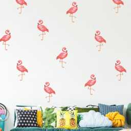 Flamingo Watercolour Wall Stickers - Tropical Bird Nursery Decals Girls Room Decor - thumbnail 2