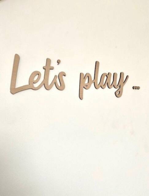Let's Play ... - Reading Corner Quotes Children's Bedroom Playroom Wall Art Accessory Wooden Nursery Decor Scandi Boho Decoration - image 1