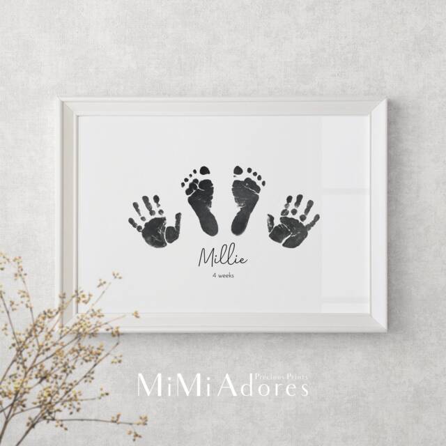 Custom Baby Handprint Footprint Art, Made From Baby's Actual Hand & Footprints Personalized Footprints, Personalised Newborn Keepsake - image 1