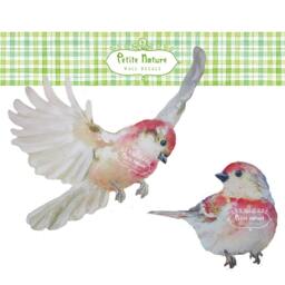 Pink Birds Wall Decals, Fabric Decal, Nursery, Watercolor Stickers, Get Well Gift - thumbnail 2