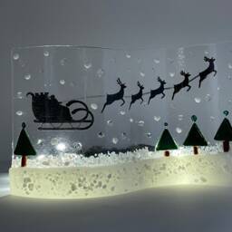 Fused Glass Santa Sleigh Wave Handmade Christmas Decoration - thumbnail 2