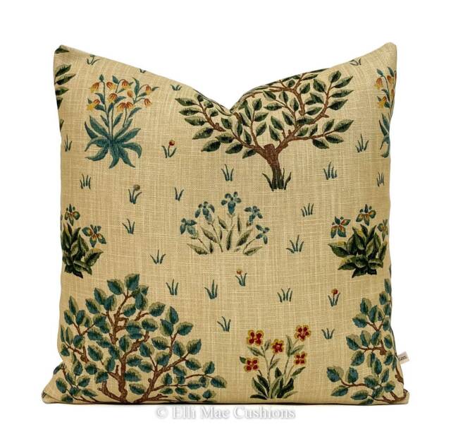 William Morris Orchard Green Blue Fabric Vintage Designer Cushion Pillow Cover - image 1