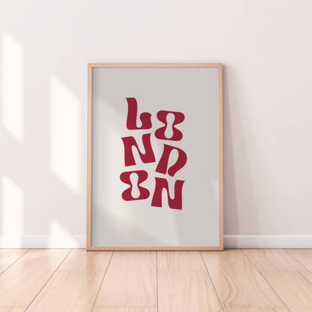 London Typography Print - Eclectic Print, Colourful Retro Wall Art, Living Room Bedroom A5 A4 A3 Art - image 1