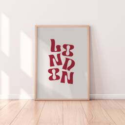 London Typography Print - Eclectic Print, Colourful Retro Wall Art, Living Room Bedroom A5 A4 A3 Art - thumbnail 1