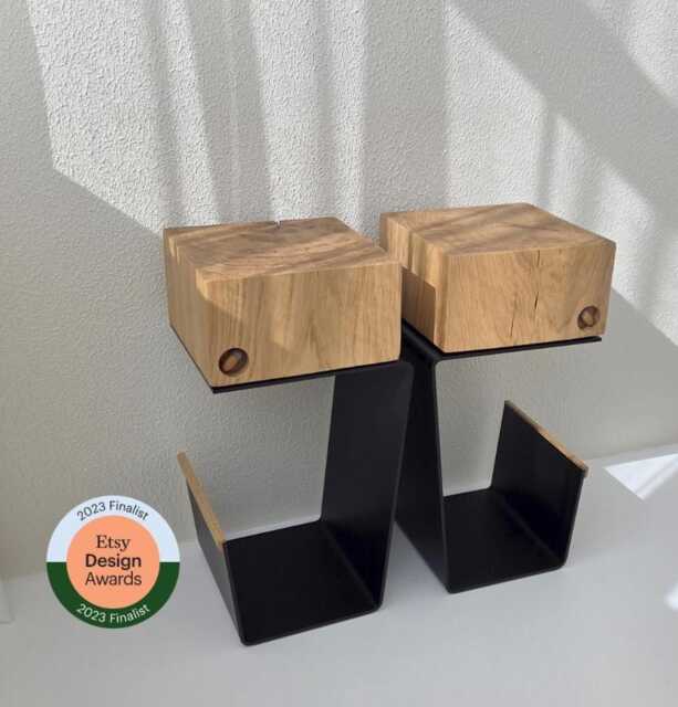 Luxury Oak Bedside Tables, Matching Pair Of Scandinavian Nightstands - Etsy Design Awards Finalist - image 1