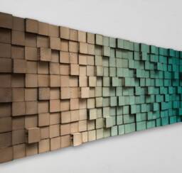 Reclaimed Wood Wall Art - Ombre 3D Pixel Mosaic Decor - thumbnail 1