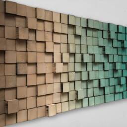 Reclaimed Wood Wall Art - Ombre 3D Pixel Mosaic Decor - thumbnail 2