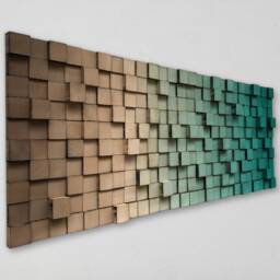 Reclaimed Wood Wall Art - Ombre 3D Pixel Mosaic Decor - thumbnail 3