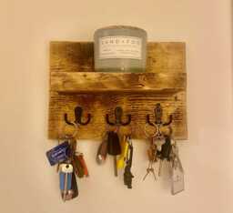 Scaffold Board Key Holder With Shelf - thumbnail 1