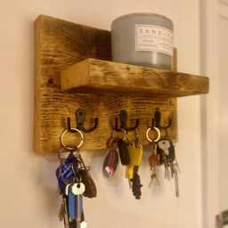 Scaffold Board Key Holder With Shelf - thumbnail 3