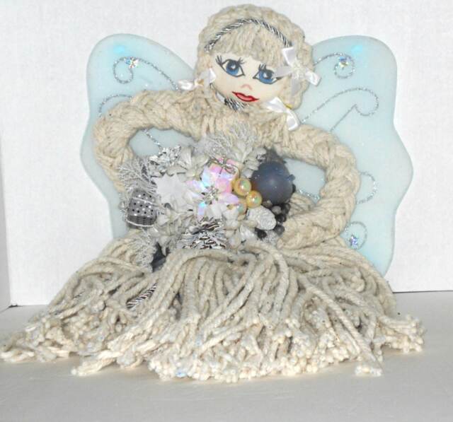 Mop Angel, Mop Christmas Angels, Braided Angels, Hand Made Wall Angel, Christmas Angel Decor, Angel Decor - image 1