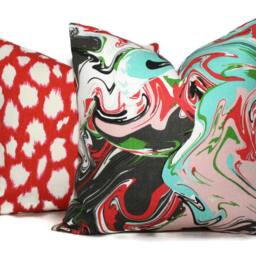 Maraschino Leokat Pillow Cover Choose Your Size Square, Eurosham Or Lumbar Pillow, Kravet Kate Spade Fabric, Toss Red Throw Rmt - thumbnail 2
