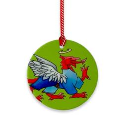 Welsh Dragon Christmas Ornaments Hand-Printed Ceramic Decorations, Set Of 4 - thumbnail 4
