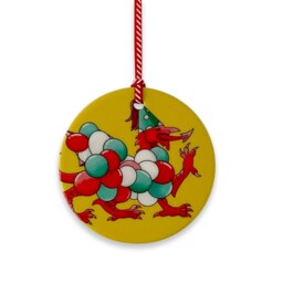 Welsh Dragon Christmas Ornaments Hand-Printed Ceramic Decorations, Set Of 4 - thumbnail 3